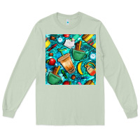 Matcha school boy coffe cup with camouflage seamless pattern bbs Long Sleeve Tee - BundleAndBundleShop