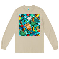 Mushroom school boy coffe cup with camouflage seamless pattern bbs Long Sleeve Tee - BundleAndBundleShop
