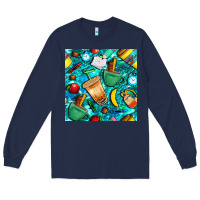 Navy school boy coffe cup with camouflage seamless pattern bbs Long Sleeve Tee - BundleAndBundleShop