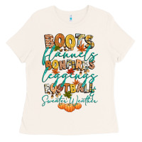 Bone boots flannels bonfires football Ladies Tee - CowGirlArtShop