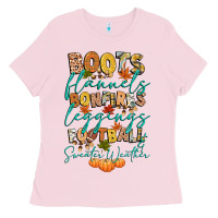 Bubblegum Pink boots flannels bonfires football Ladies Tee - CowGirlArtShop