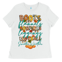 White boots flannels bonfires football Ladies Tee - CowGirlArtShop