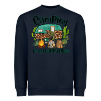 Navy camping is my happy place caravan and gnome Heavyweight Sweatshirt - BarkalooDesign