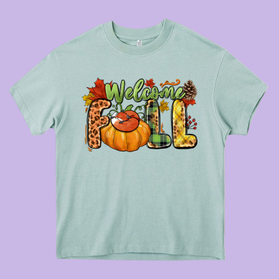 Welcome Fall Heavy Core Tee Designed By Nancycooperartshop