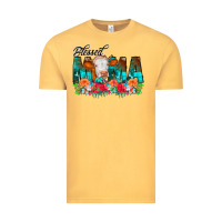 Vintage Mustard Blessed Mama Flowers Cow Vintage Tee - CowCowDesign