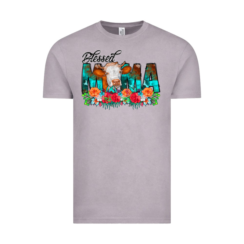 Blessed Mama Flowers Cow Vintage Tee by CowCowDesign | Teevron