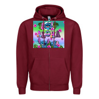 Burgundy aloha stitch Zipper Hoodie - AdoDesignShop