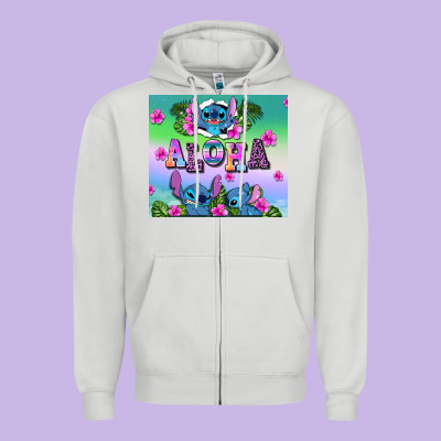 Aloha Stitch Zipper Hoodie Designed By Adodesignshop