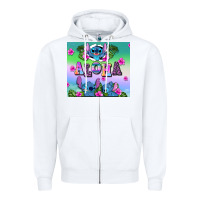 White aloha stitch Zipper Hoodie - AdoDesignShop