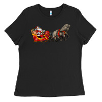 Black santa riding his sleigh with gifts Ladies Tee - CowGirlArtShop