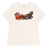 Bone santa riding his sleigh with gifts Ladies Tee - CowGirlArtShop