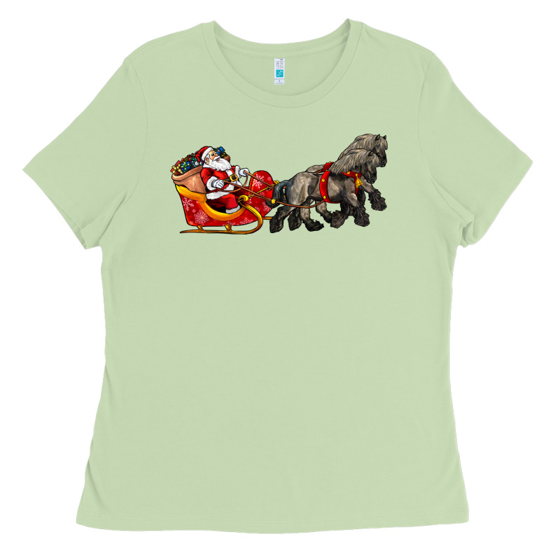 Santa Riding His Sleigh With Gifts Ladies Tee by CowGirlArtShop | Teevron