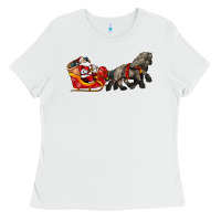 White santa riding his sleigh with gifts Ladies Tee - CowGirlArtShop