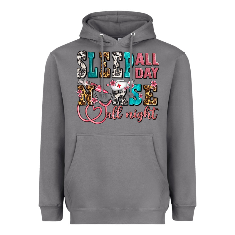 Sleep All Day Nurse All Night Heavyweight Hoodie by AdoDesignShop | Teevron