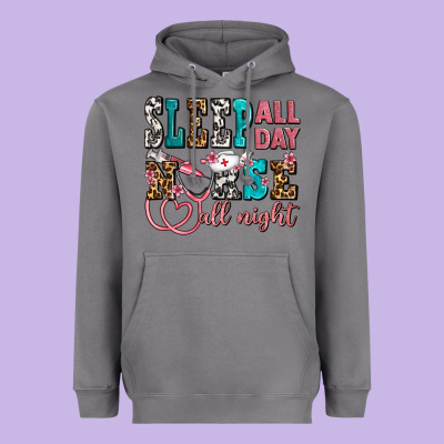 Sleep All Day Nurse All Night Heavyweight Hoodie Designed By Adodesignshop