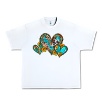 Western Leopard Turquoise Cowhide Hearts Olivia Urban Heavy Tee | Teevron