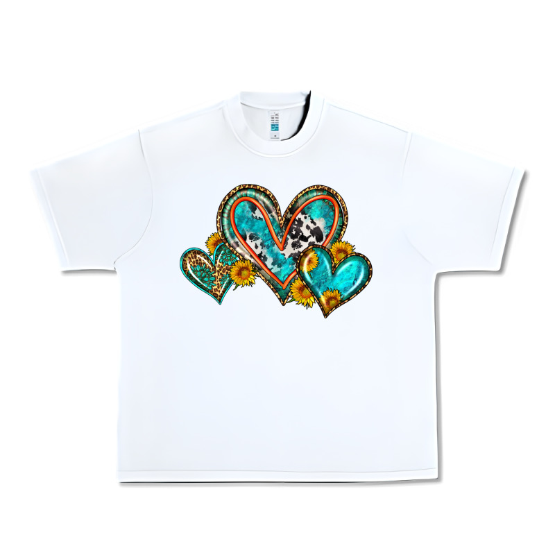 Western Leopard Turquoise Cowhide Hearts Olivia Urban Heavy Tee by OliviaCreatesArt | Teevron