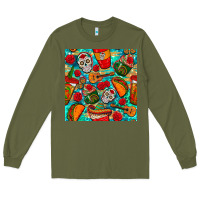 Army Green hispanic heritage month coffee cups and taco with glitter and leopard  Long Sleeve Tee - BundleAndBundleShop