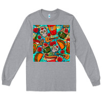 Heather Grey hispanic heritage month coffee cups and taco with glitter and leopard  Long Sleeve Tee - BundleAndBundleShop