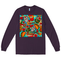 Plum hispanic heritage month coffee cups and taco with glitter and leopard  Long Sleeve Tee - BundleAndBundleShop