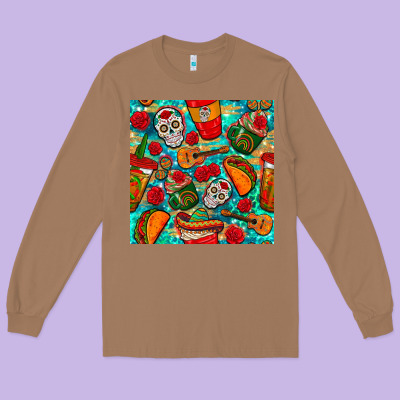 Hispanic Heritage Month Coffee Cups And Taco With Glitter And Leopard  Long Sleeve Tee Designed By Bundleandbundleshop