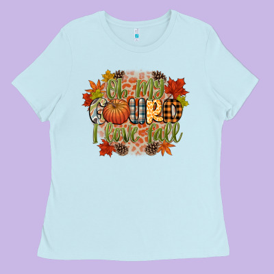 Oh My Gourd I Love Fall Ladies Tee Designed By Cowgirlartshop