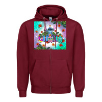 Burgundy ohana stitch Zipper Hoodie - AdoDesignShop