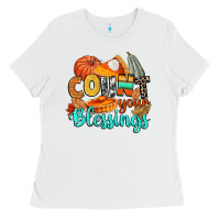 White count your blessings Ladies Tee - CowGirlArtShop