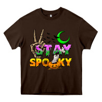 Chocolate Brown Stay spooky Heavy Core Tee - NancyCooperArtShop