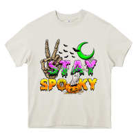 Cream Stay spooky Heavy Core Tee - NancyCooperArtShop