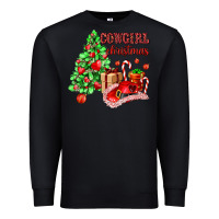 Black Cowgirl Christmas Premium Sweatshirt - AdoDesignShop