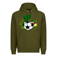 Army Green Football Ball Premium Hoodie - CowhideDigitalArt