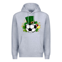 Heather Grey Football Ball Premium Hoodie - CowhideDigitalArt