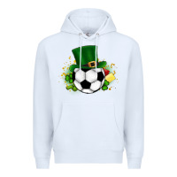 White Football Ball Premium Hoodie - CowhideDigitalArt