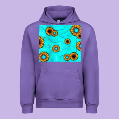 Turquoise Gemstone Sunflower Urban Hoodie Designed By Jahusdesignshop