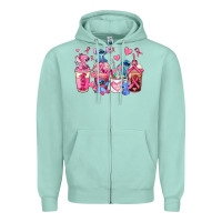 Seafoam breast cancer stitch coffee cups Zipper Hoodie - AdoDesignShop