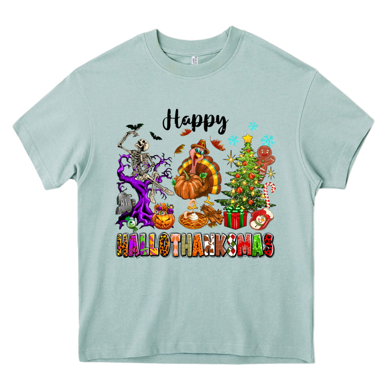 Happy Hallothanksmas Heavy Core Tee by texasbilliewilder | Teevron