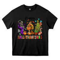 Black Happy Hallothanksmas Heavy Core Tee - texasbilliewilder