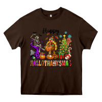 Chocolate Brown Happy Hallothanksmas Heavy Core Tee - texasbilliewilder