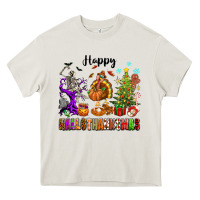 Cream Happy Hallothanksmas Heavy Core Tee - texasbilliewilder