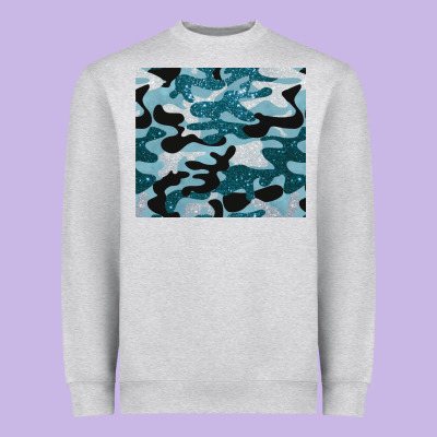 Blue Camouflage Glitter Heavyweight Sweatshirt Designed By Barkaloodesign