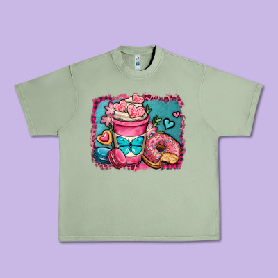 Valentines Day Coffee Cup And Sweets Urban Heavy Tee Designed By Oliviacreatesart