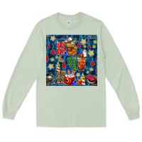 Matcha christmas ho ho ho with coffee cups and ornaments with plaid seamless  Long Sleeve Tee - BundleAndBundleShop