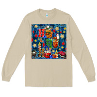 Mushroom christmas ho ho ho with coffee cups and ornaments with plaid seamless  Long Sleeve Tee - BundleAndBundleShop
