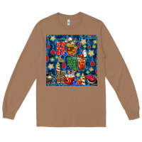 Toasted Coconut christmas ho ho ho with coffee cups and ornaments with plaid seamless  Long Sleeve Tee - BundleAndBundleShop