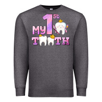 Charcoal Heather my first tooth with teeth for girls Premium Sweatshirt - AdoDesignShop