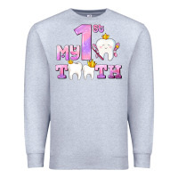 Heather Grey my first tooth with teeth for girls Premium Sweatshirt - AdoDesignShop