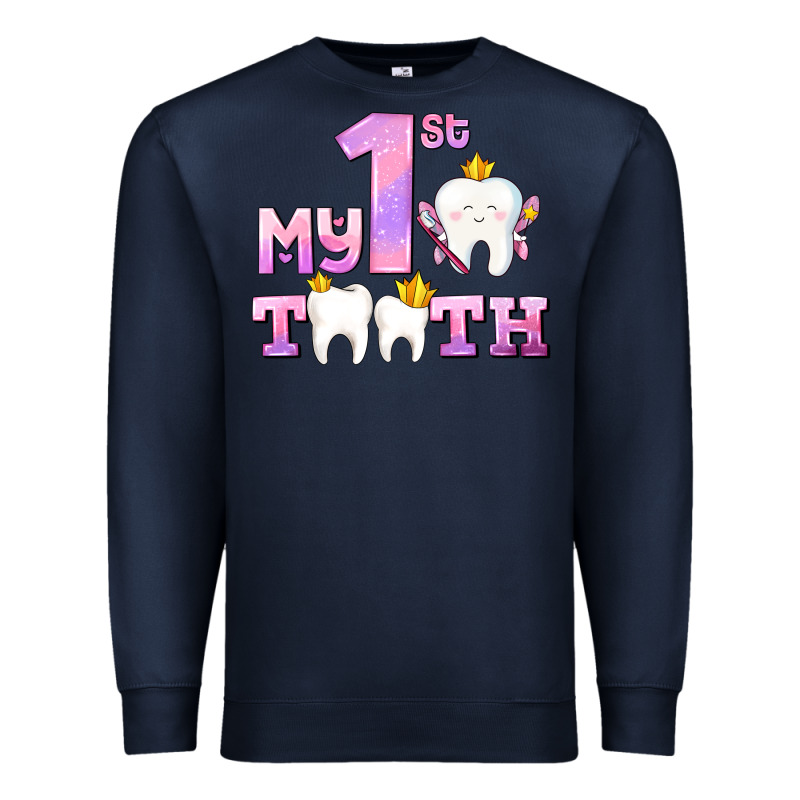 My First Tooth With Teeth For Girls Premium Sweatshirt by AdoDesignShop | Teevron