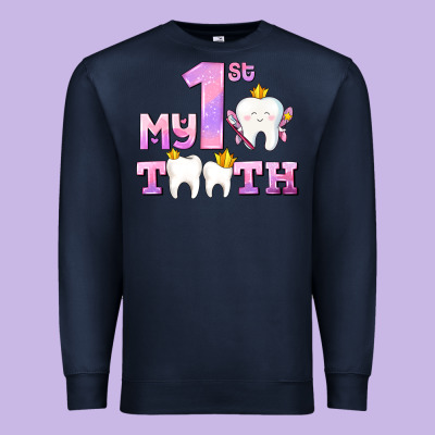 My First Tooth With Teeth For Girls Premium Sweatshirt Designed By Adodesignshop