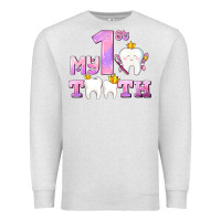 Oatmeal Heather my first tooth with teeth for girls Premium Sweatshirt - AdoDesignShop
